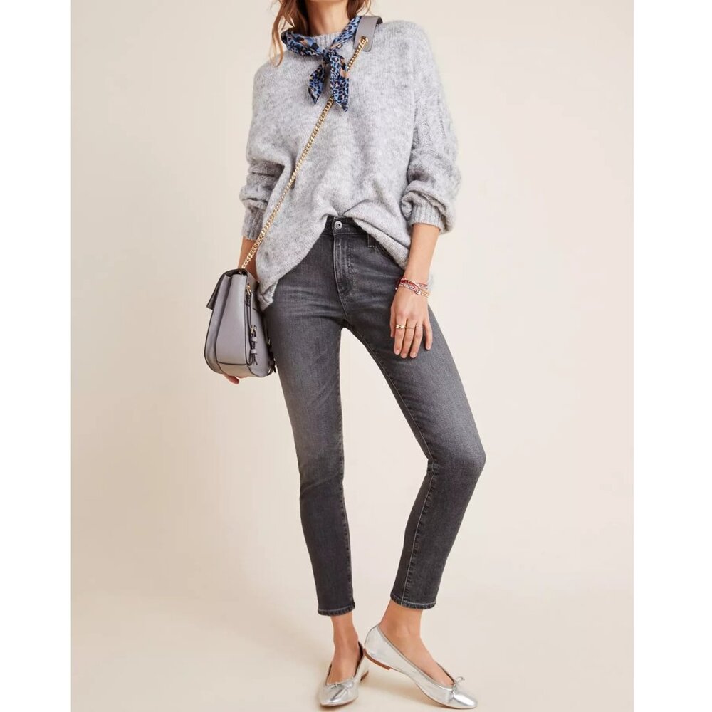 Anthropologie AG Jeans Farrah High Rise Skinny Grey Slim Fit Waisted Ankle - Picture 5 of 8